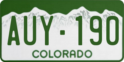 CO license plate AUY190