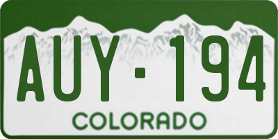 CO license plate AUY194