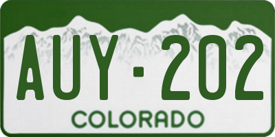 CO license plate AUY202