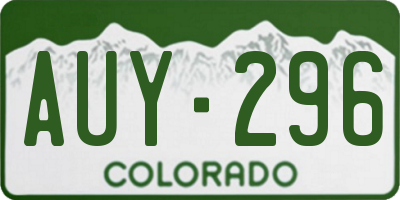 CO license plate AUY296