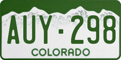 CO license plate AUY298