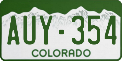 CO license plate AUY354