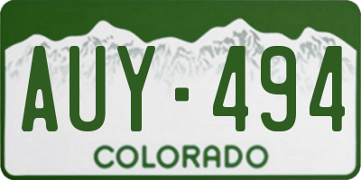 CO license plate AUY494