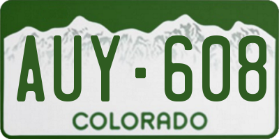 CO license plate AUY608