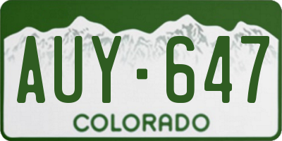 CO license plate AUY647