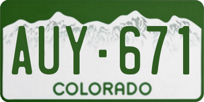 CO license plate AUY671