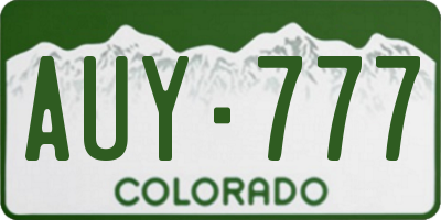 CO license plate AUY777