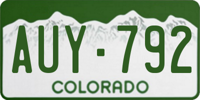 CO license plate AUY792