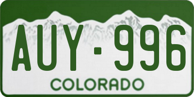 CO license plate AUY996