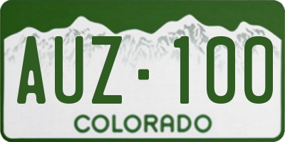 CO license plate AUZ100