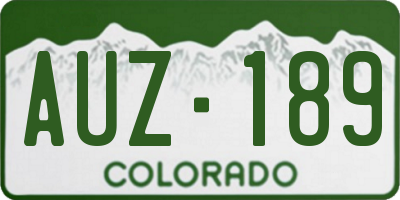 CO license plate AUZ189