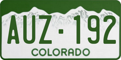 CO license plate AUZ192