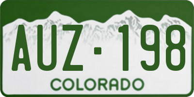 CO license plate AUZ198