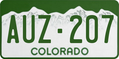 CO license plate AUZ207