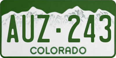 CO license plate AUZ243