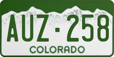 CO license plate AUZ258