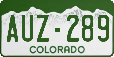 CO license plate AUZ289