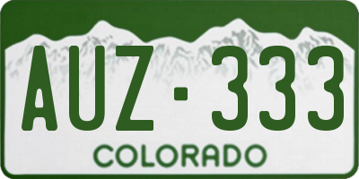 CO license plate AUZ333