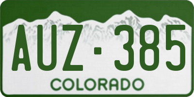 CO license plate AUZ385