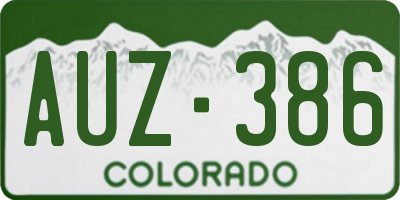 CO license plate AUZ386