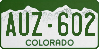 CO license plate AUZ602