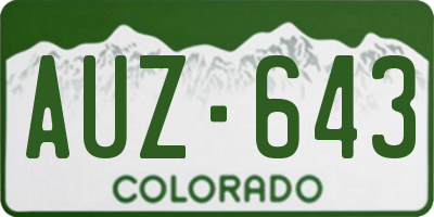 CO license plate AUZ643