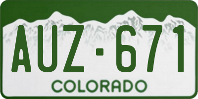 CO license plate AUZ671