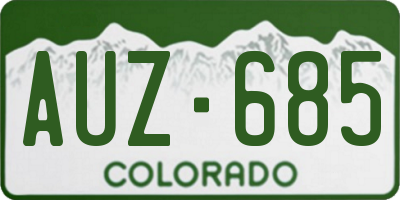 CO license plate AUZ685
