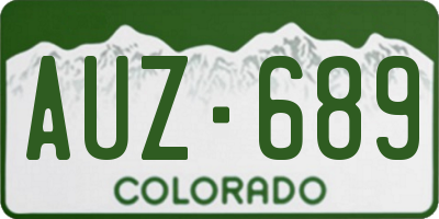 CO license plate AUZ689