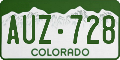 CO license plate AUZ728