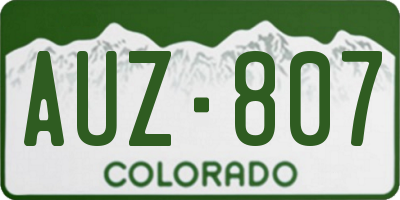 CO license plate AUZ807