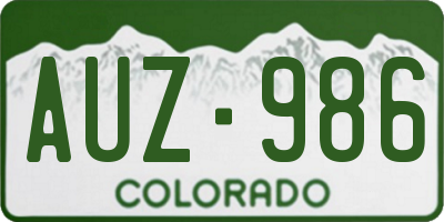 CO license plate AUZ986