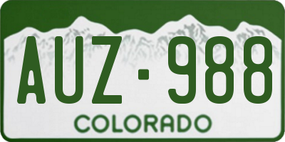 CO license plate AUZ988