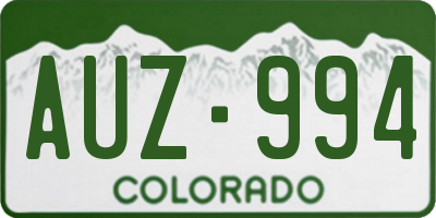 CO license plate AUZ994