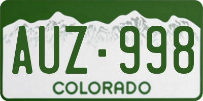 CO license plate AUZ998