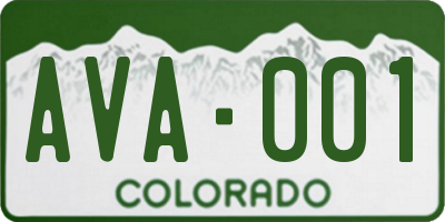CO license plate AVA001