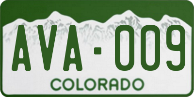 CO license plate AVA009