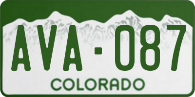 CO license plate AVA087