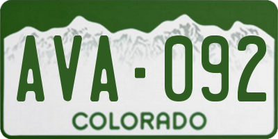 CO license plate AVA092