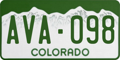 CO license plate AVA098
