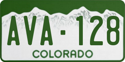 CO license plate AVA128