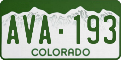 CO license plate AVA193