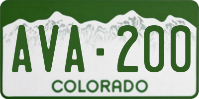 CO license plate AVA200