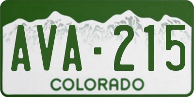 CO license plate AVA215