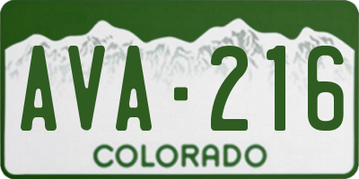 CO license plate AVA216