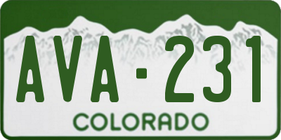CO license plate AVA231