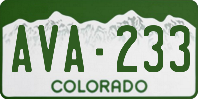 CO license plate AVA233