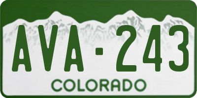 CO license plate AVA243