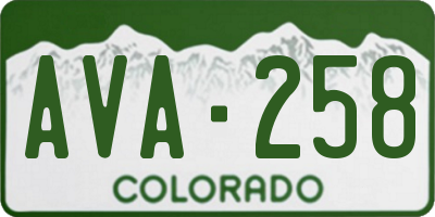 CO license plate AVA258