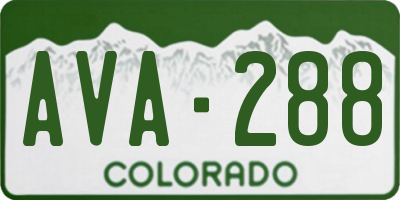 CO license plate AVA288
